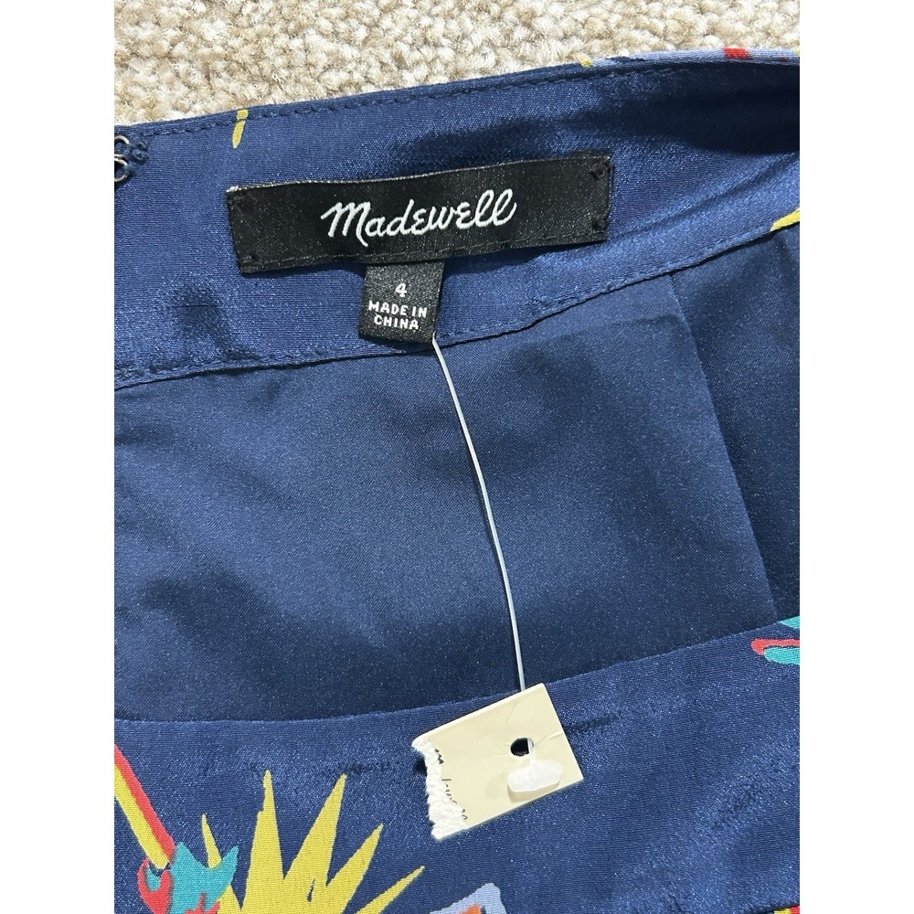 Madewell Women's 4 Atrium Silk Midi Skirt Bird of Paradise Floral Navy A-Line - Picture 10 of 11